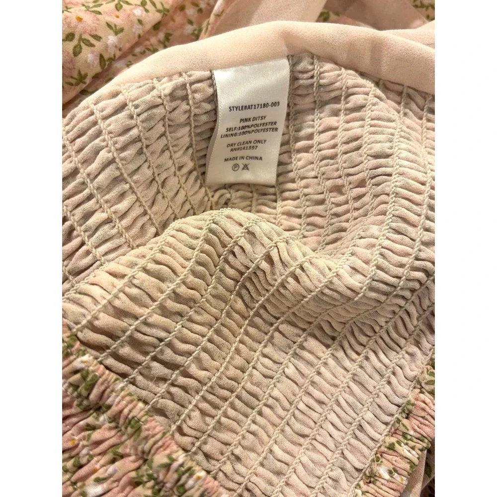 Ren Fair French Parisian Girl Top Ruched Milkmaid Top Long Puff Sleeve Small